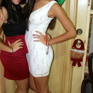 Dillard’s white sequin lace mini dress